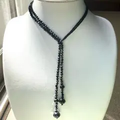 スワロフスキー　ロングネックレス ラリエット　ブラック　クリスタル ビーズ