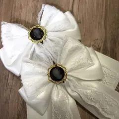 量産型 カメオ ヘアクリップ 姫リボン♡天使の髪飾り♡