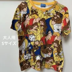 ディズニーリゾート限定 総柄Tシャツ 美女と野獣 大人用