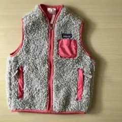 patagonia フリースベスト 3T ベージュ/ピンク