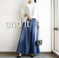 美品 L and it スカートデザイン バギーパンツ デニム スカパン