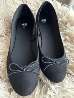 【美品】H&M エイチアンドエム バレエシューズ スエード調 ブラック 37