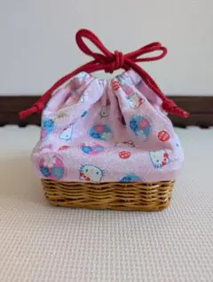〚レア〛サンリオ　ハローキティ　巾着かごバッグ　浴衣　夏祭り　花火　和装バッグのサムネイル