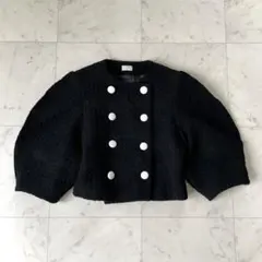 cygne シーニュ レザーボタンツイードジャケット Lydie+ ブラック