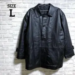 最終値下げ！！【ヴィンテージ】日本製　羊革　ラムレザー　ジャケット　ブラック　L