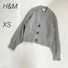 H&M　リブニット　Vネック　カーディガン　ウール混　長袖