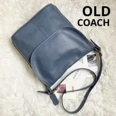 極美品 COACH ブルー オールドコーチ フラップ グラブタンレザー 革