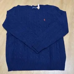 POLO RALPH LAURENカシミヤ混ケーブルニット ネイビー 1回着用
