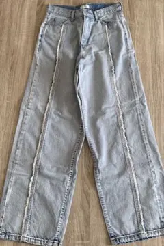 ローリーズファーム　CONE ワイドストレートパンツ　デニムパンツ　フリンジ