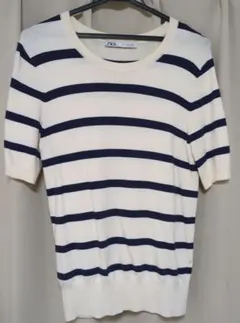 【新品同様】ZARAネイビーボーダー　Lサイズ