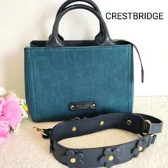 極美品☆ブルーレーベルクレストブリッジ☆2wayバッグ デニム×ネイビー