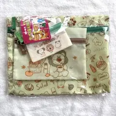 【新品未使用】ギンビス たべっ子どうぶつ ビスケット 3点ポーチセット グリーン