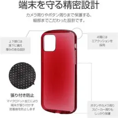 新品 高性能 iPhone 12 Pro 耐衝撃 ソフトケース クリアレッド 赤
