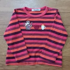 familiar ストライプ刺繍Tシャツ