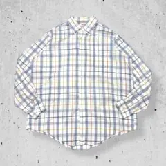 90sUSA製MAKERSブルックスブラザーズBDシャツ長袖チェック柄白ボロXL