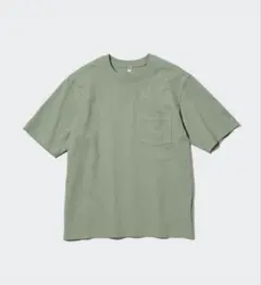 UNIQLO オーバーサイズポケツキTシャツ/5分袖　Mサイズ　グリーン
