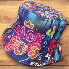 新品☆バケットハット リバーシブル 帽子 80 派手柄 ブラック ユニセックス