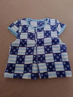 80cm フリース スリーパー 青と白 チェック柄