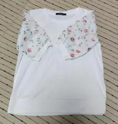 INGNI 花柄刺繍シースルー袖 リブカットソー ホワイト Mのサムネイル