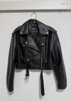 ZARA 黒 クロップドライダースジャケット XS