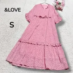 【アンドラブ&LOVE】ハート総柄　スキッパーフリル ロングワンピース7分袖　Sのサムネイル