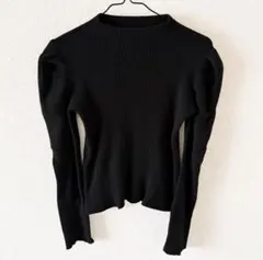 GRL グレイル パワーショルダー リブニット ブラック Mサイズ