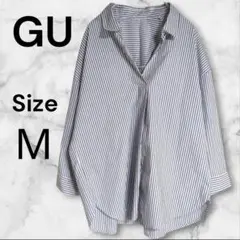GU【オーバーサイズストライプスキッパーシャツ（7分袖）M】ドルマンスリーブ