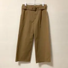 【DRESKIP】ウエストベルト付き ワンタックパンツ　ベージュ Lのサムネイル