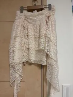 アイボリー レース フレアスカート アシンメトリー