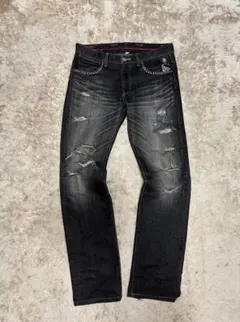 Roenスカルデザイン ブラックデニム Roenスカルデザイン ブラックデニム ROEN×BOBSON 銀糸 スワロ スカル