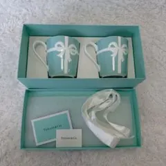 未使用品 ティファニーTIFFANY マグカップ　ペア ブルーリボン