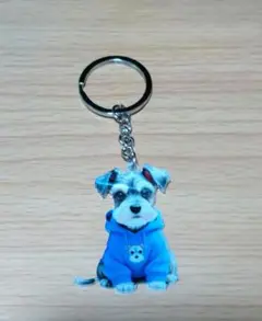シュナウザー アクリルキーホルダー 青パーカーのサムネイル