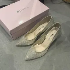 DIANA ダイアナ　結婚式　パンプス24cm　グリッターチュール　ヒール7cm