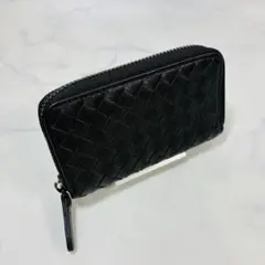 編み込み レザーキーケース 6連 ラウンドファスナー ブラック 大容量 メンズ