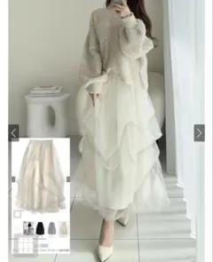 GRL ボリュームチュールフレアロングスカート