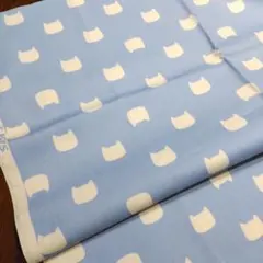 きりん様専用！ねこシルエット ねこたま プリント生地 110✕50cm☆水色