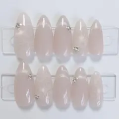 【現品】ネイルチップ 韓国風 マグネット シンプル マグフレンチ ベージュレース