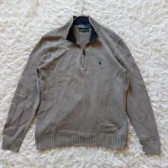 ポロバイラルフローレン ハーフジップニット ポニー刺繍 グレー メンズL