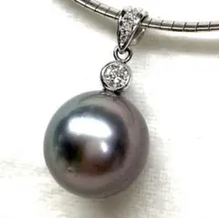 【1点物】南洋黒蝶真珠　プラチナ850 一粒ネックレス ✦刻印✦南洋パール大粒 プラチナ】南洋黒蝶真珠 プラチナ850 一粒ネックレス ✦刻印✦南洋