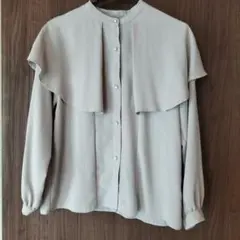 グレー フリル付き 長袖ブラウスRagOut