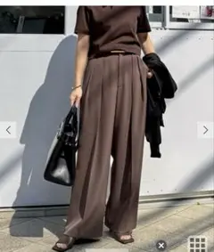 新品タグ付き　ノーリーズ　ブラウン　ワイドパンツ38