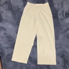 UNIQLO アイボリー スラックス XL タックワイドパンツ