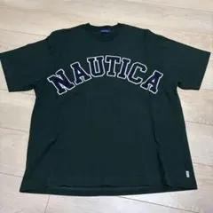 NAUTICA ロゴ刺繍 Tシャツ ダークグリーン