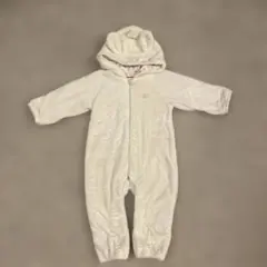 ミキハウス ベビー　マイクロファーカバーオール　うさぎ　ホワイト　ピンク