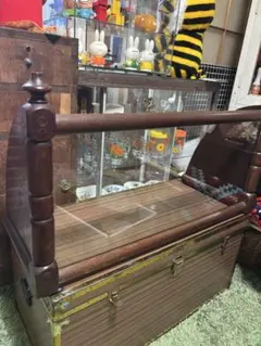 初期当時物　昭和レトロ　サイフォン　木製テーブル枠　ガラス