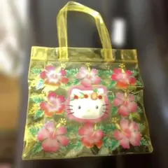 HELLO KITTY 花柄バッグ 中型 透明　レトロ