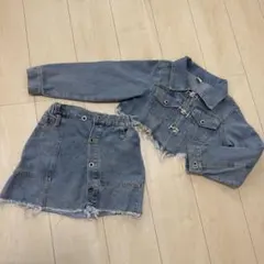 ダメージデニムジャケットとスカートセット 130