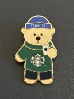 非売品レア【アメリカ】スターバックス ベアリスタ ピンバッジ TEAM USA