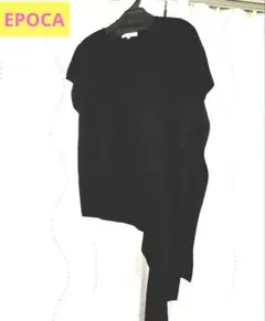 ★極美品★EPOCA、ドレープニット、アシンメトリー、半袖、黒、フリーサイズのサムネイル