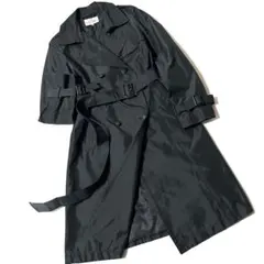 【美品】トラサルディ　ダブルブレスト　トレンチコート　ベルト付き　光沢　黒　40のサムネイル